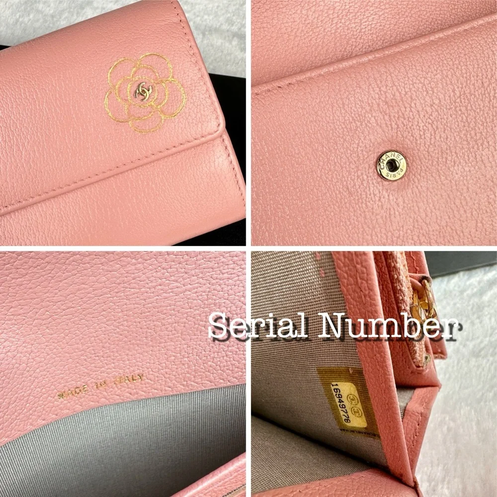 CHANEL WALLET pink leather with Camilla flower and original box BEAUTIFUL WALLET - Picture 5 of 16